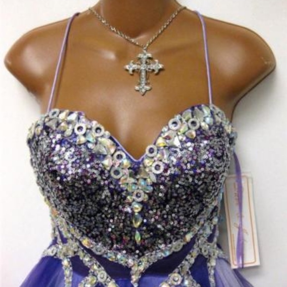 💲Sale💲Jeweled Tulle Short Party Dress by Dave & Johnny - Picture 5 of 8